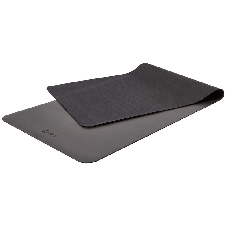 Rubber Yoga Mat With Strap - Black