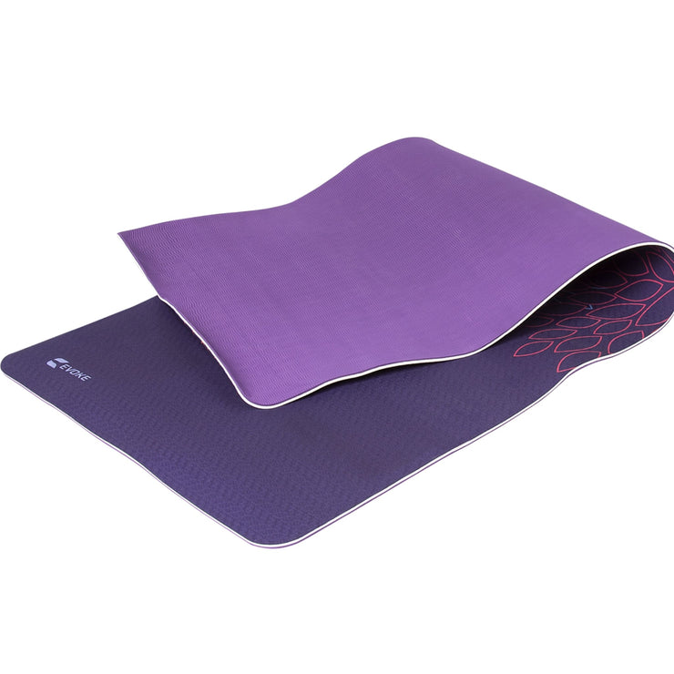 Tapis de yoga avec motifs de feuilles - violet