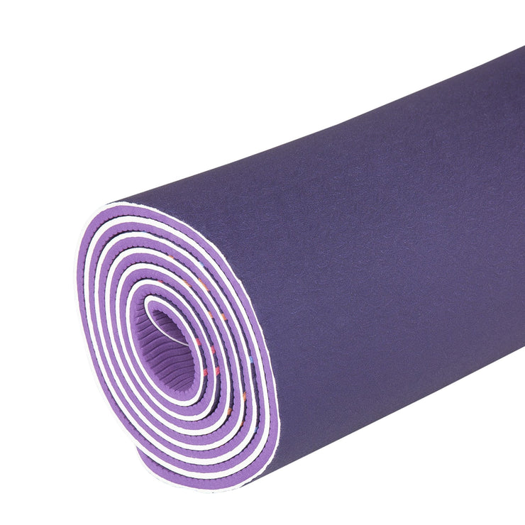 Tapis de yoga avec motifs de feuilles - violet