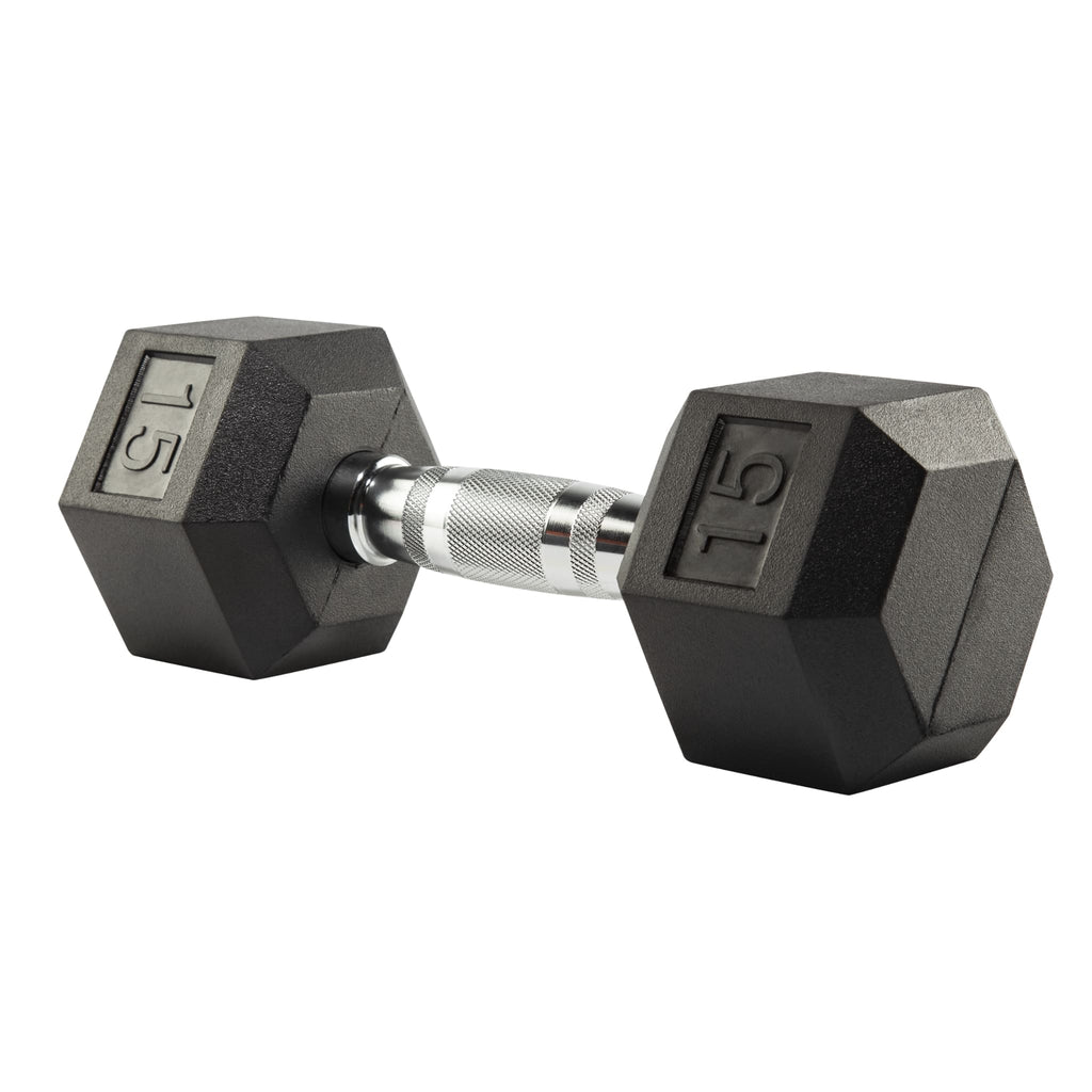 Rubber Hex Dumbbell 15 lb 6.8 kg Evoke Wellness